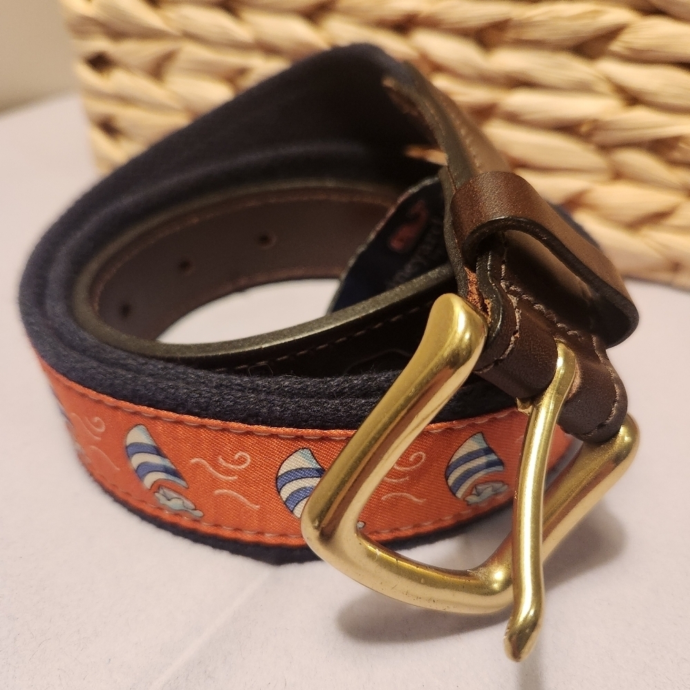 Vineyard Vines‎ Shep & Ian Red Shells Belt - Brass Buckle - Size 32